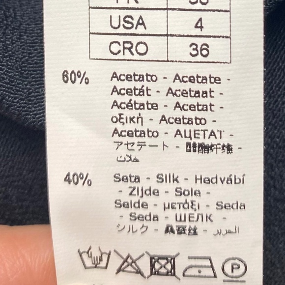 BEATRICE B Skirt Midi High Low Italian Draped Front Panel White Contrast Trim 4 - Picture 5 of 6